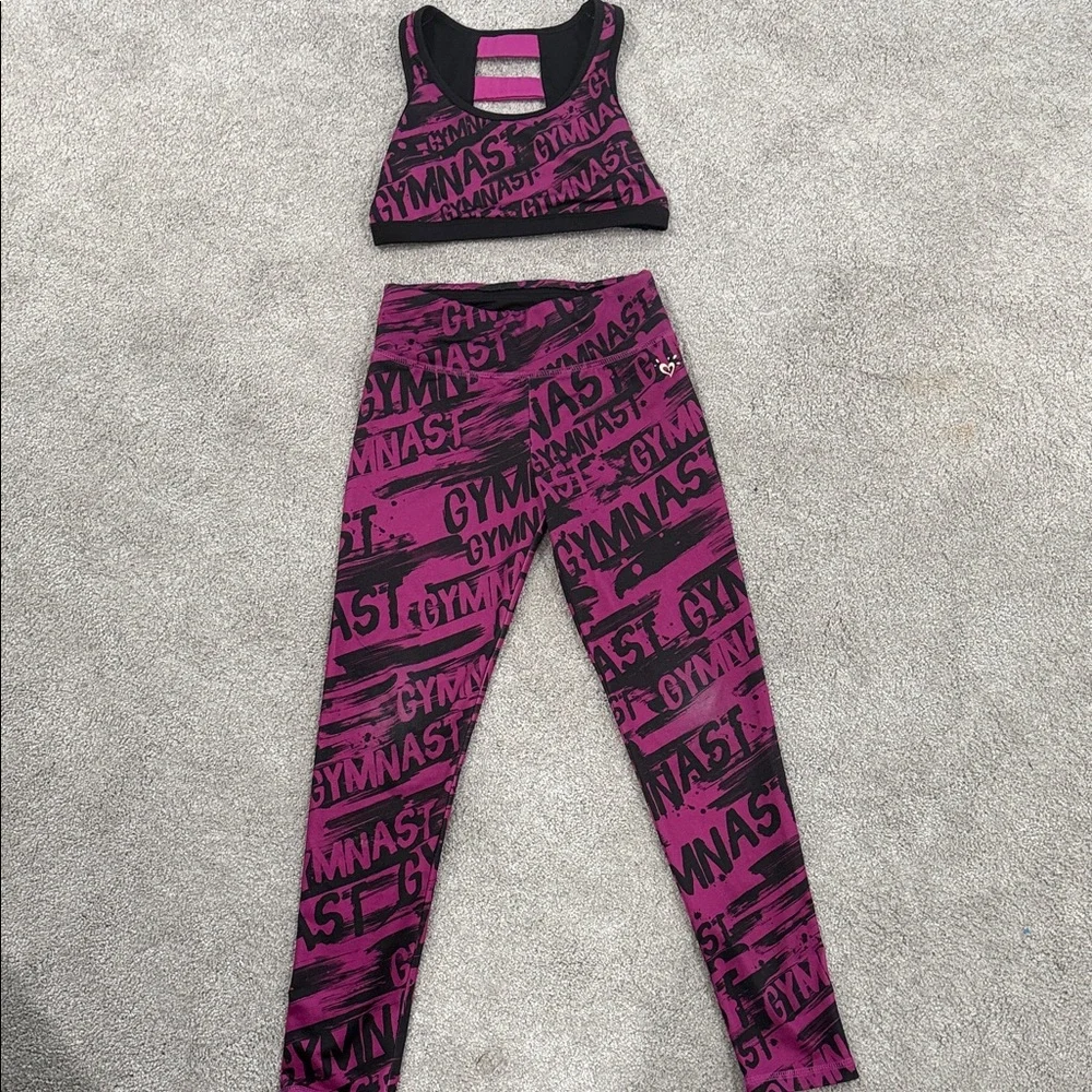 Justice Pink and Black Gymnast Matching Set